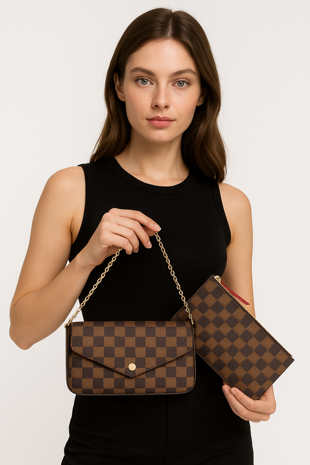Louis Vuitton - Bolso + Cartera Marrón
